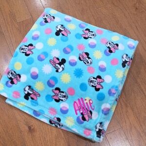 Minnie Mouse Blue Polka Dot Blanket. Monogrammed "Allie"